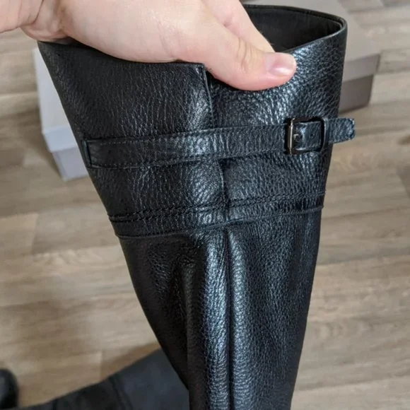 New NIB Franco Sarto Hydie Leather Black Tall Riding Boots Women Size 6.5 - Picture 7 of 9
